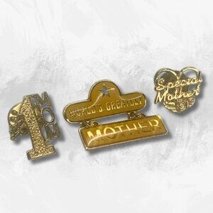 Set of 3 Vintage "Mom" or "Mother" Themed Lapel Pins